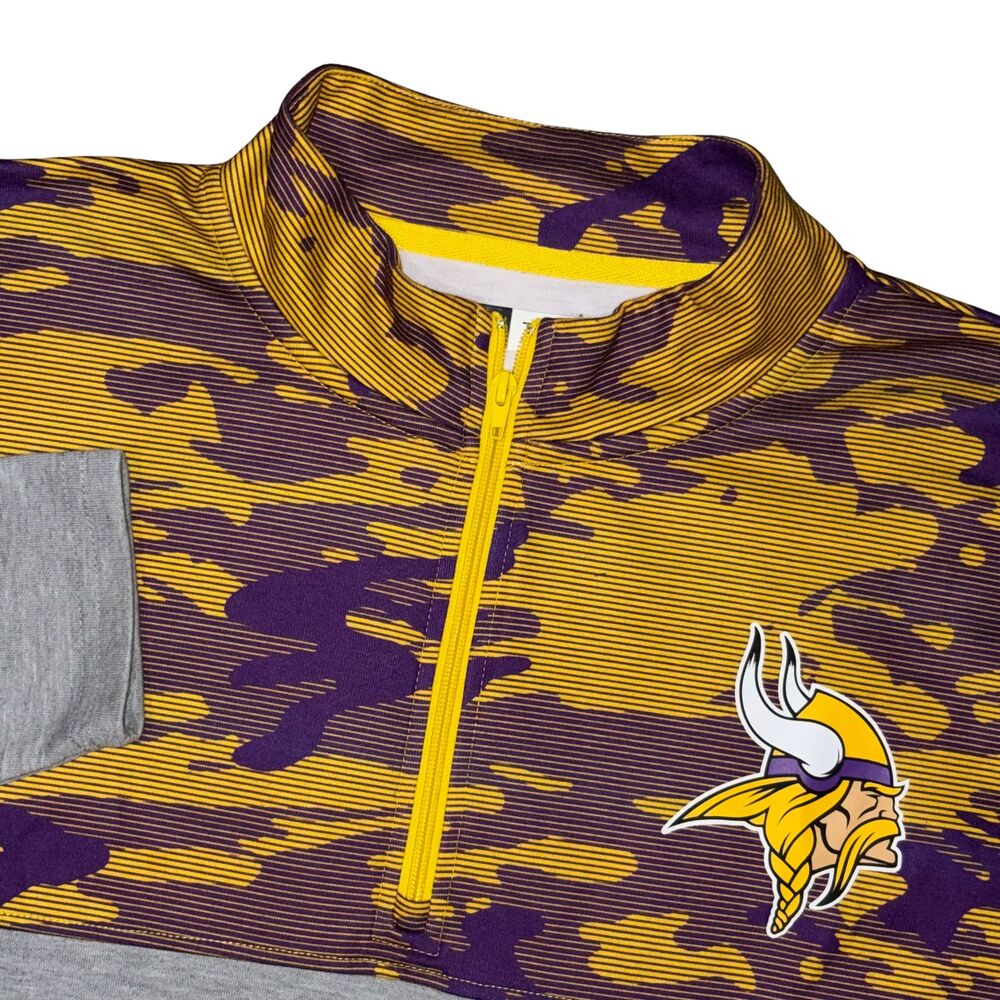 Zubaz Minnesota Vikings NFL Mens XL Gray Camo 1/4 Zip Fleece Pullover